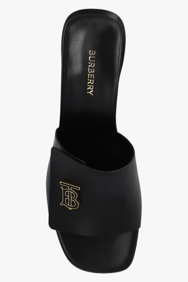 サンダル・ミュール BURBERRY BLACK LEATHER MULES 70 EKD leather mules in black - Burberry | Mytheresa